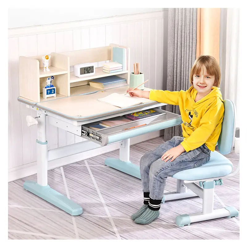 Neues Produkt 2021 Ergonomischer Kinder studien tisch und Schreibtisch, OEM ODM Kinder studien tisch und Stuhl mit Bücherregal/