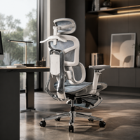 Chaise de bureau ergonomique exécutive entièrement en maille, dossier haut, réglable en hauteur, inclinable et pivotante avec repose-pieds