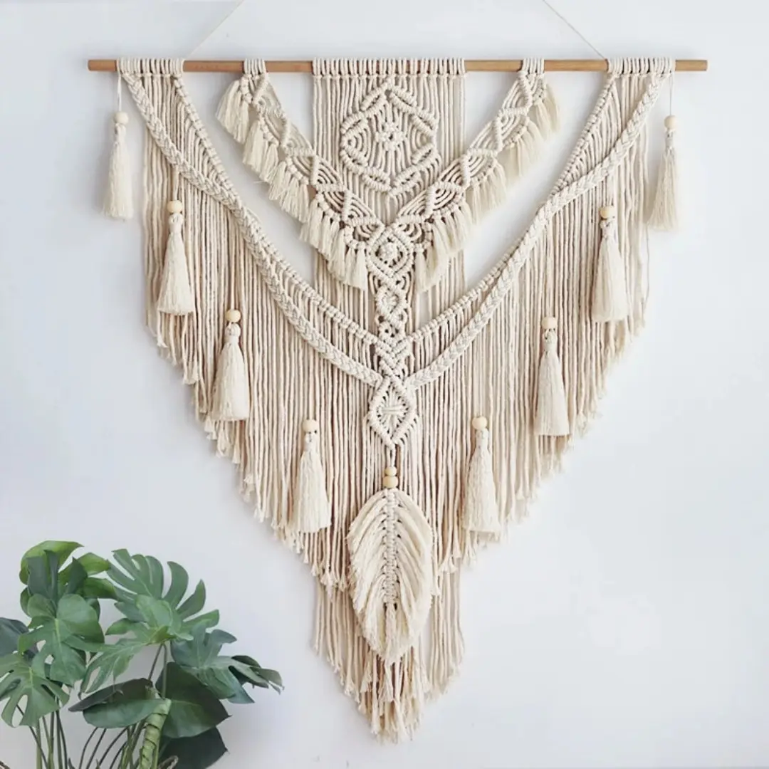 Tapisserie murale avec macramé, grande taille, tissé à la main, style bohème, décoration de maison,