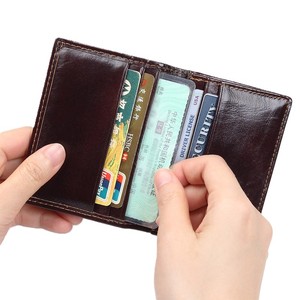 Cadeaux pour hommes Porte-cartes d'identité porte-cartes personnalisé Porte-cartes en cuir <span class=keywords><strong>chocolat</strong></span> de luxe Portefeuilles en cuir véritable - Product Image 4