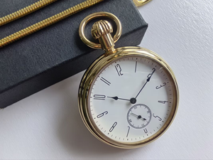 Montre de poche mécanique classique en laiton, cadran rond blanc, boîtier doré, style antique, unisexe - Product Image 6
