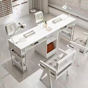 Table à ongles blanche avec tiroirs, ensemble de chaise de bureau multifonctionnel pour salon de manucure, design minimaliste, mobilier de bureau à domicile - Product Image 6