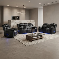 Canapé inclinable électrique en cuir de luxe Frank Factory Direct avec éclairage LED et porte-gobelets pour home cinéma