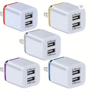 อะแดปเตอร์ชาร์จ USB แบบติดผนัง ราคาถูกที่สุด ชาร์จได้สองหัว รองรับปลั๊ก US/EU หลายสี หัวชาร์จแบบ 2 ขา ชาร์จเร็ว สำหรับ iPhone และ Huawei - Product Image 1