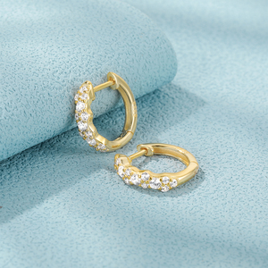 CANNER Boucles d'oreilles créoles Huggies classiques simples plaquées or 18 carats, hypoallergéniques, 100 % argent sterling S925, zircone 5A - Product Image 4