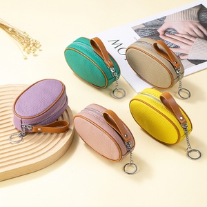 Porte-monnaie mini en cuir tendance personnalisé avec fermeture éclair, porte-clés, porte-cartes, petite pochette avec chaîne de clés, vente en gros - Product Image 3