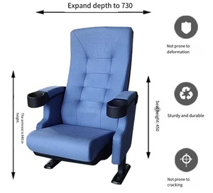 Poltrona da <span class=keywords><strong>Cinema</strong></span> Ergonomica in Tessuto Rosso e Nero con Portabicchieri per Uso in Teatri e <span class=keywords><strong>Cinema</strong></span> - Product Image 4