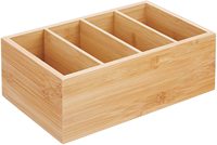 Boîte de rangement en bois de bambou avec finition brillante, design européen personnalisé, avec 4 sections divisées pour les outils