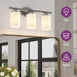 Accesorios <span class=keywords><strong>de</strong></span> iluminación <span class=keywords><strong>de</strong></span> tocador <span class=keywords><strong>de</strong></span> <span class=keywords><strong>baño</strong></span> <span class=keywords><strong>de</strong></span> 3 luces <span class=keywords><strong>de</strong></span> níquel cepillado contemporáneo sobre candelabro <span class=keywords><strong>de</strong></span> pared <span class=keywords><strong>de</strong></span> espejo con pantallas <span class=keywords><strong>de</strong></span> vidrio esmerilado - Product Image 6