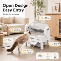 Bac à litière autonettoyant CE FCC RoHS pour distributeurs d'articles pour animaux de compagnie avec rappel de nettoyage du bac à déchets 15L