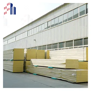 SH 2024 Building Material Building Material PU Polyurethane Fireproof Rock Wool Sandwich Panel For Prefabricated House