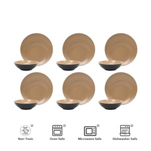 Darkbeige Elegant Cookware Plates Simple Design Stoneware Ceramic Dishes Plates With Coffee Mugs Practical Dinnerware Sets - Product Image 5