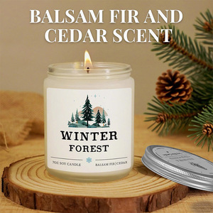 <span class=keywords><strong>Bougie</strong></span> parfumée en pot Mason blanc de 7 oz avec logo personnalisé, couvercle en métal argenté, cire de soja, parfum Forêt d'hiver, décoration de maison <span class=keywords><strong>pour</strong></span> les fêtes - Product Image 3