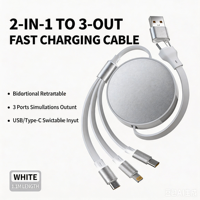 Cable de Carga Rápida 3 en 1 con Trenzado de TPE, USB 3.0 5A para Dispositivos Android/iOS/Tipo-C