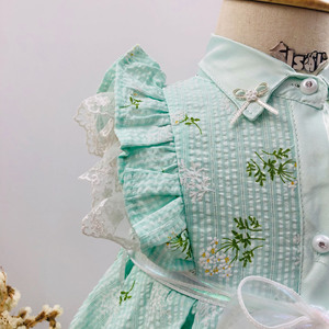 Elsali Baby Meisjes Jurkje Fris Kleine Groene Geruite Jurkje Peuter Kraagjurk met Broekje Baby Jurkje Meisjes 2 Jaar - Product Image 3