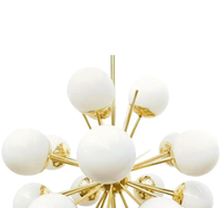 Lustre inspiré de Sputnik, globe doré et lampe de plafond en laiton, luminaire suspendu rétro avec LED à intensité variable pour la décoration de la maison et du bureau