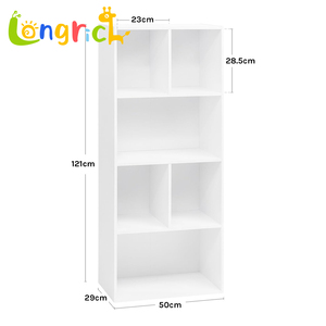 Étagères de rangement et bibliothèques modernes en bois blanc écologique avec 8 étagères, design cube, meubles de salon - Product Image 4
