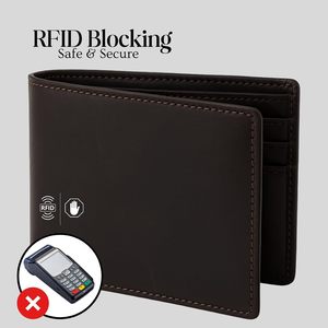 Portefeuille fin anti-RFID DEMVRI pour homme en cuir pleine fleur marron, 8 emplacements pour cartes, 2 fenêtres pour documents d'identité - Product Image 6