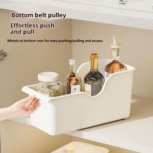 Kitchen Multifunctional PP Storage <b>Box</b> Pulley Refrigerator Desktop Pot Cover Shelf Sustainable Modern Design Sundries Storage- - Product Image 2