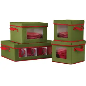 Boîte de rangement pour couverts de vacances de taille personnalisée Boîte de rangement pour vaisselle de haute qualité avec fenêtre en PVC