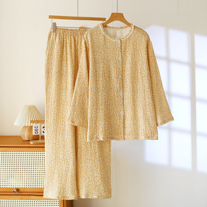 Conjunto de Pijama para Mujer 100% Algodón, Manga Larga, Pantalón Largo, Botones, Estampado Floral, Suave y Transpirable, Ropa de Dormir Personalizada al por Mayor - Product Image 5