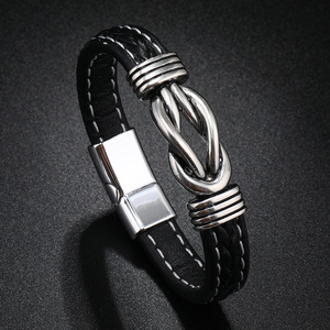 Braccialetto di gioielli in pelle con chiusura magnetica da <span class=keywords><strong>uomo</strong></span> di lusso alla moda treccia braccialetti e braccialetti da donna - Product Image 4