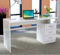 Escritorio Individual Blanco de MDF con Cajón Oculto, Marco Metálico en U, Moderno, para Estudio en Casa, para Computadora Portátil