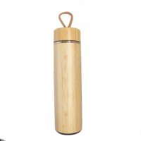 Thermos en bambou écologique avec logo personnalisé, isolation thermique de 24 à 36 heures, infuseur à thé, design luxueux, compatible avec l'eau bouillante