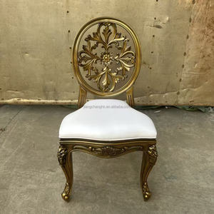 Luxury Golden <b>Stackable</b> Round Back Plastic <b>Chair</b> Upholstered French Style Hotel Banquet Wedding <b>Chair</b> - Product Image 1