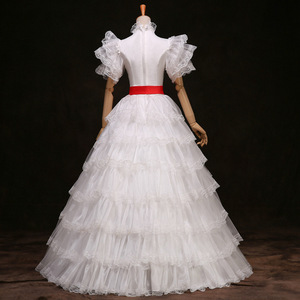 Femmes Victorienne Renaissance Médiévale Douce Blanc/Bleu Manches Courtes Conte <span class=keywords><strong>de</strong></span> <span class=keywords><strong>Fées</strong></span> Robe <span class=keywords><strong>de</strong></span> Cour Européenne pour Femmes - Product Image 5