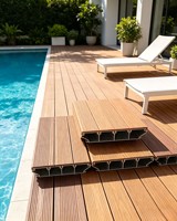 Planche de terrasse en WPC en alliage d'aluminium, co-extrudée, imperméable, pour patios et jardins extérieurs, imitation bois, rectangulaire, contemporaine