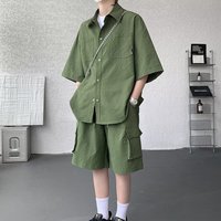 Ensemble de t-shirts pour hommes tendance été, couleur unie, coupe ample, t-shirt et short respirants à séchage rapide, ensemble deux pièces pour hommes