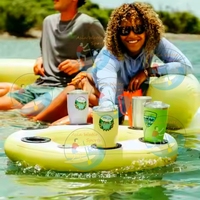Bar flottant gonflable robuste avec plateforme antidérapante en Drop-Stitch et porte-gobelets pour complexe hôtelier, marina, fête sur le lac