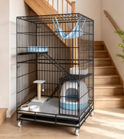 Hamac suspendu rose et noir, simple, en métal, avec roulettes, pour chat, espace de jeu spacieux, étagères multiples, pour chats d'intérieur