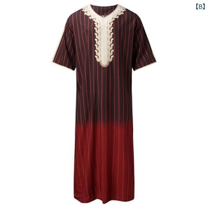 Robe musulmane à col montant pour homme, Thobe <span class=keywords><strong>d</strong></span>écontracté de couleur unie, Vêtement ethnique du Moyen-Orient, Grande taille, Vêtement islamique en polyester - Product Image 4