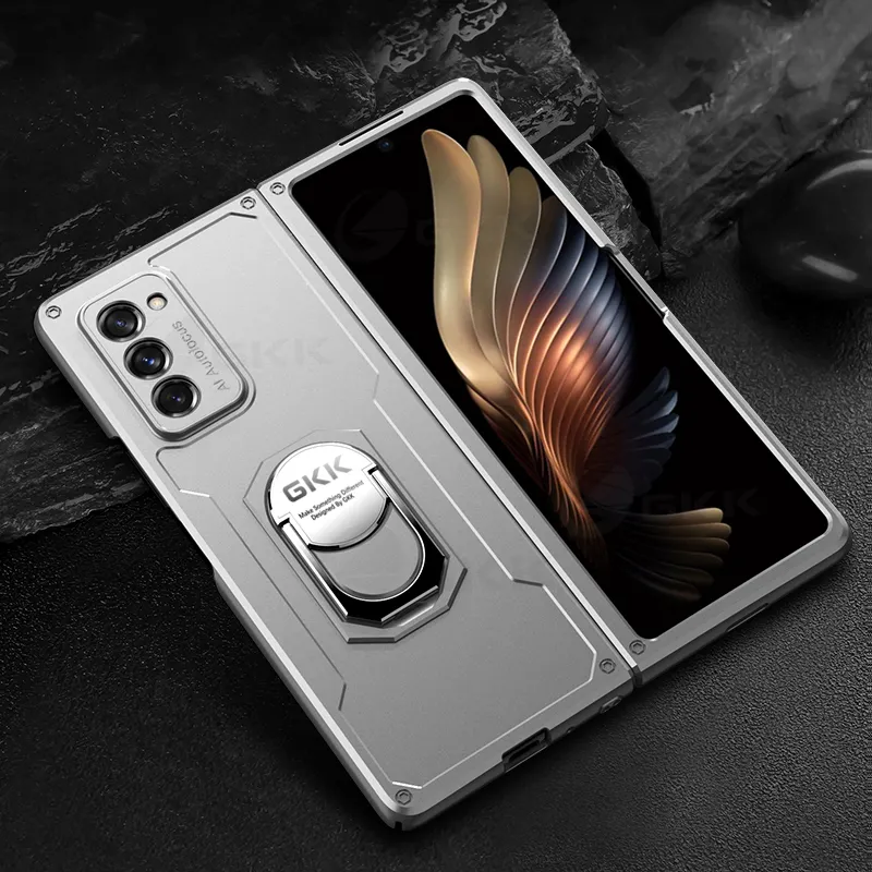 For Samsung Galaxy Z Fold 2 Military-grade Metal Ring PC Hard Cover for samsung galaxy fold 3 phone case