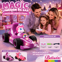 Voiture télécommandée Belinda 2,4 GHz Unicorn 4 canaux avec musique et effets sonores, jouet pour enfants, voiture de drift RC, cadeau pour enfants