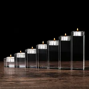 Venta al por mayor creativas artesanías de cristal estilo europeo cena con velas portavelas de cristal