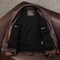 Veste en cuir véritable marron vintage TONGYANG pour homme, vestes en cuir de vache, manteau en cuir naturel, manteaux en cuir de vache véritable, taille plus 7XL