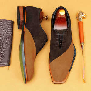 Zapatos Oxford de Cuero Gamuzado para Hombre, Estilo Británico 2025, Coloridos, Hechos a Mano, Ligeros, Antideslizantes y Transpirables para Otoño - Product Image 2