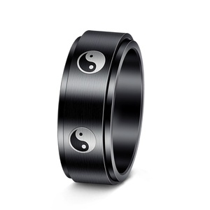 Anillos Yin Yang para Hombre y Mujer, Estilo Chino <span class=keywords><strong>Tai</strong></span> Chi, Anillo de Nudillo Giratorio de Acero Inoxidable, Estilo Punk Moderno - Product Image 6