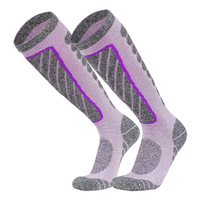 Chaussettes de ski chaudes en tricot épais pour l'hiver, pour hommes et femmes - Antibactériennes, en Spandex/Polyester/Coton, chaussettes hautes pour sports de neige et escalade