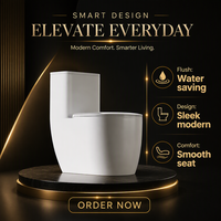 WC monobloc moderne blanc en céramique, à poser au sol, avec double chasse à siphon et jet, cuvette ronde pour salle de bain d'hôtel