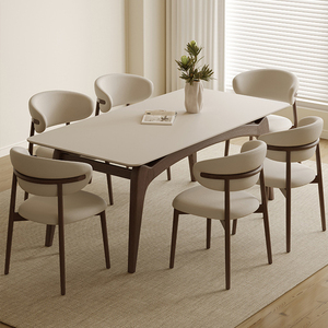 Table à manger en bois de cire blanche moderne Ensemble de chaises Design rectangulaire simple Petite maison Villa <span class=keywords><strong>Beurre</strong></span> Cuisine Appartement - Product Image 4