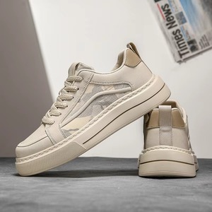Retro Two Tone Platform Sneakers Outdoor Walking Shoes Woven Thick Laces Stitched <b>Edge</b> Non Slip <b>Rubber</b> Outsole Men Pant Shoes - Product Image 1
