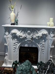 Camino in pietra naturale in marmo bianco personalizzato con decorazione scolpita <span class=keywords><strong>a</strong></span> mano intagliata in marmo mensola del camino - Product Image 1