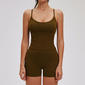 JY2026 Ultimo Set da <span class=keywords><strong>Palestra</strong></span> per Donne, Top con Spalline Incrociate, Tinta Unita, Adatto per <span class=keywords><strong>Esercizi</strong></span> e Corsa Lenta - Product Image 3