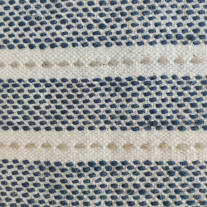 Alfombra Kilim geométrica hecha a mano elegante, lana a rayas naturales y yute, estilo Dhurrie para exteriores, hogar, sala de estar, alfombras y juegos - Product Image 1