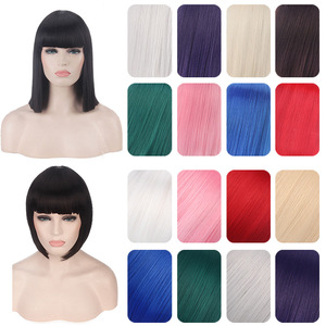 <span class=keywords><strong>Perruque</strong></span> de cosplay colorée pour <span class=keywords><strong>femme</strong></span>, style bob européen et américain, cheveux courts raides mi-épaules, haute qualité, directement du fabricant - Product Image 2