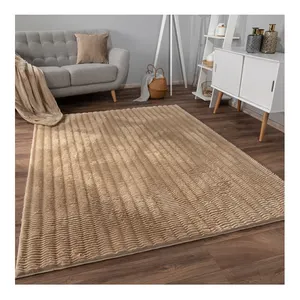 新开发的卧室人造毛皮地毯高级优质雕刻兔毛地毯家居装饰地毯